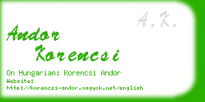 andor korencsi business card